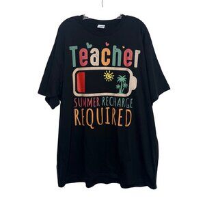Teacher Summer Recharge Required Graphic Tee Tshirt Mens 3XL Black New